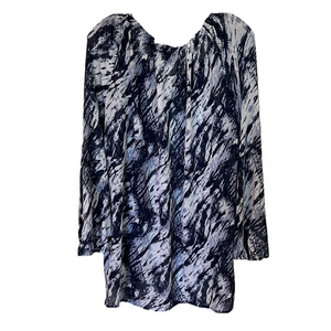 Love & Legend Women’s Peasant Style Long Sleeve Blouse 20 Blue White Waves